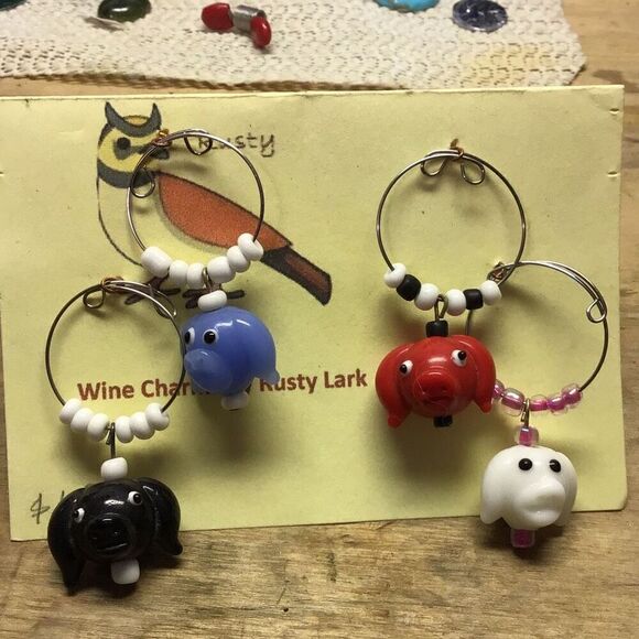Wine Charms, NEW, Handmade, Dog Charms - Picture 1 of 1